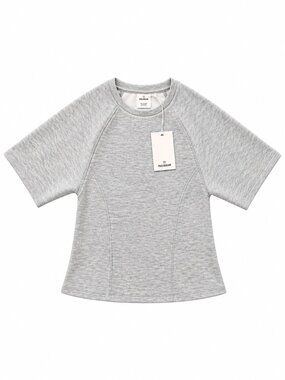 PULL&BEAR Womens Soft Touch Short Sleeve Sweatshirt Gray Marl Size S